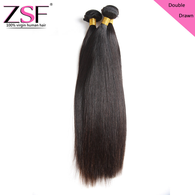 ZSF Hair Grade Double Drawn Hair Straight 1Bundle 100% Unprocessed Human Hair Weave Extensions