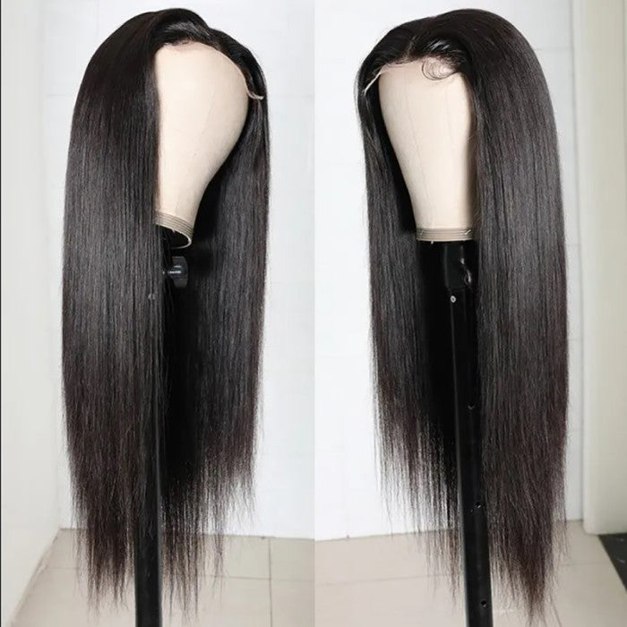 ZSF Hair Transparent Lace Closure Wig Straight Virgin Hair Unprocessed Human Hair 1Piece Natural Black