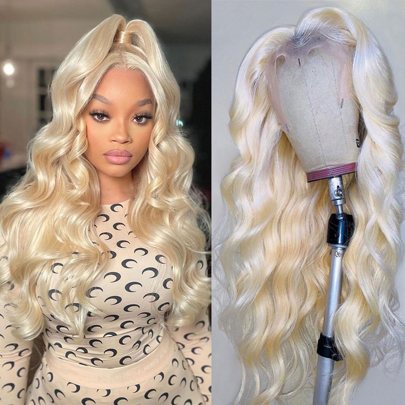 ZSF Body Wave Blonde Russian HD Lace Frontal Wig 613 Preplucked With Baby Hair