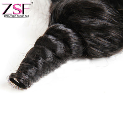 ZSF Hair Loose Wave Human Hair Lace Closure 4x4 Natural Color Middle /Free/3 Part 1piece 10A
