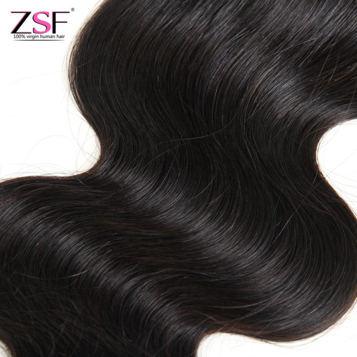 ZSF Hair Body Wave Human Hair Lace Closure 4x4 Natural Black Middle /Free/3 Part 1piece 10A