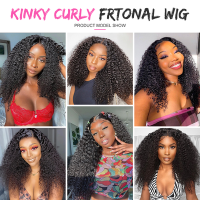 ZSF HD 13*4 Lace Frontal Wig Kinky Curly Virgin Hair Human Hair Natural Color