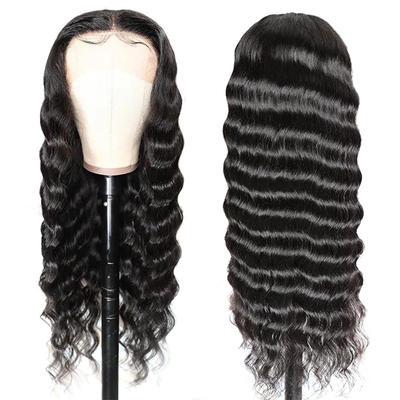 ZSF Hair 13*1 4*1 T-Part Lace Wig Deep Wave Virgin Hair 150% Unprocessed Human Hair 1Piece Natural Black