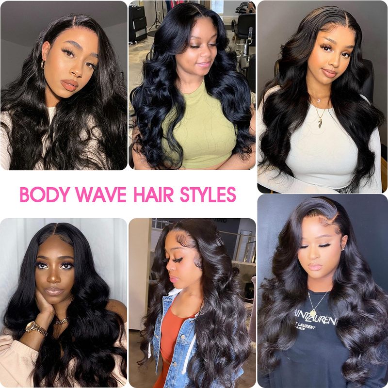 ZSF Body Wave 13*6 Transparent Lace Frontal Wig Human Virgin Hair Natural Black Color