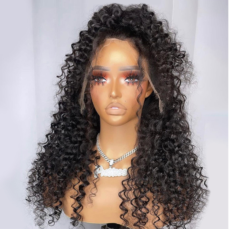 ZSF Deep Curl 13*4 HD Lace Hair Wig Curly Black Wigs Natural Style