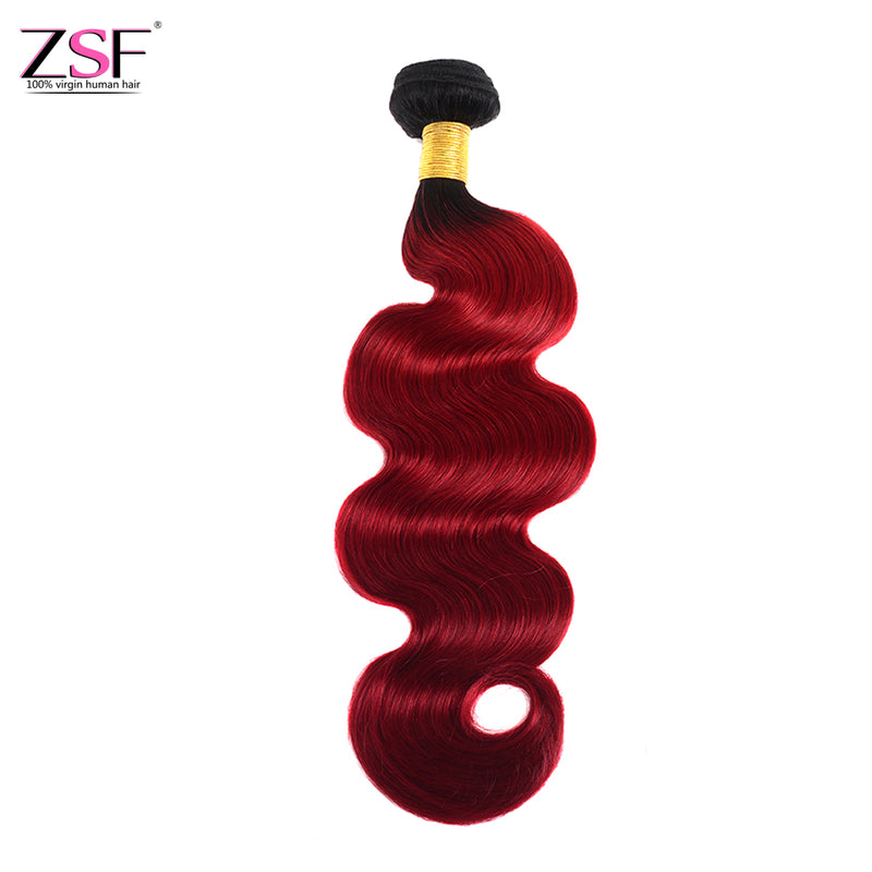 ZSF Hair 8A Grade 1B Red Body Wave Hair Bundles Colored Human virgin Hair One Piece.