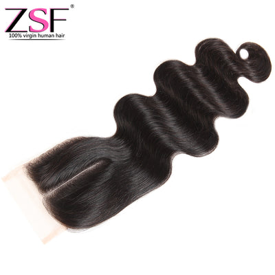 ZSF Hair Body Wave Human Hair HD Lace Closure 4x4/5x5 Natural Black Color Middle /Free/3 Part 1 piece