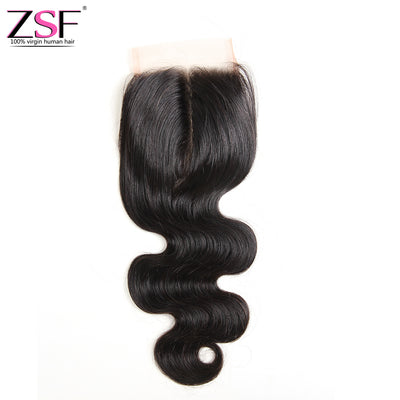 ZSF Hair 8A Grade 4x4/5x5 Lace Closure Body Wave Human Hair Natural Black Middle /Free Part 1piece