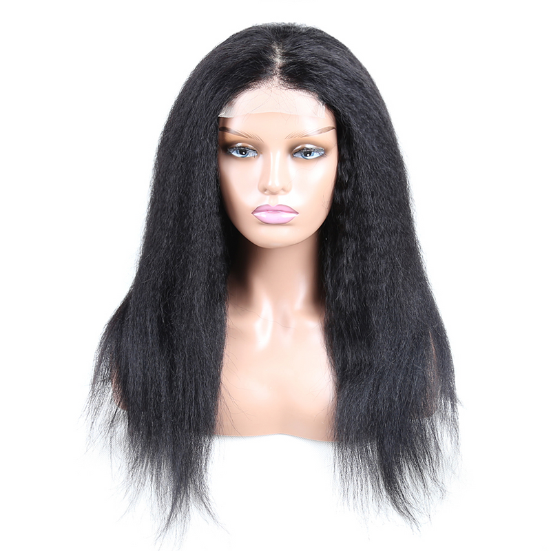 ZSF Hair Kinky Straight Virgin Hair HD Lace Closure Wig Unprocessed Human Hair 1Piece Natural Black