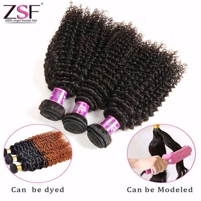 ZSF Hair 8A Unprocessed Kinky Curly Virgin Hair 1Bundle 100% Human Hair Extension Natural Black