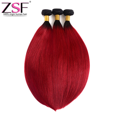 ZSF Hair 8A Grade 1B Red Straight Hair Bundles Colored Human virgin Hair One Piece