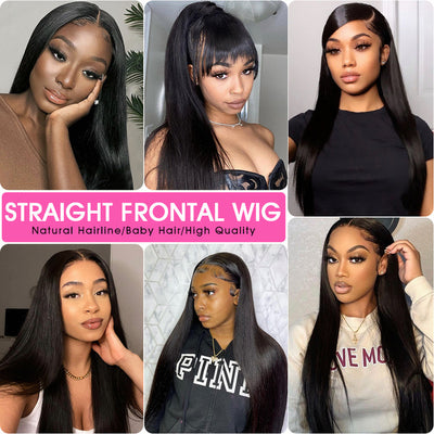 ZSF Silky Straight 13*4 HD Undetectable Lace Frontal Wig Virgin Human Hair Natural Black