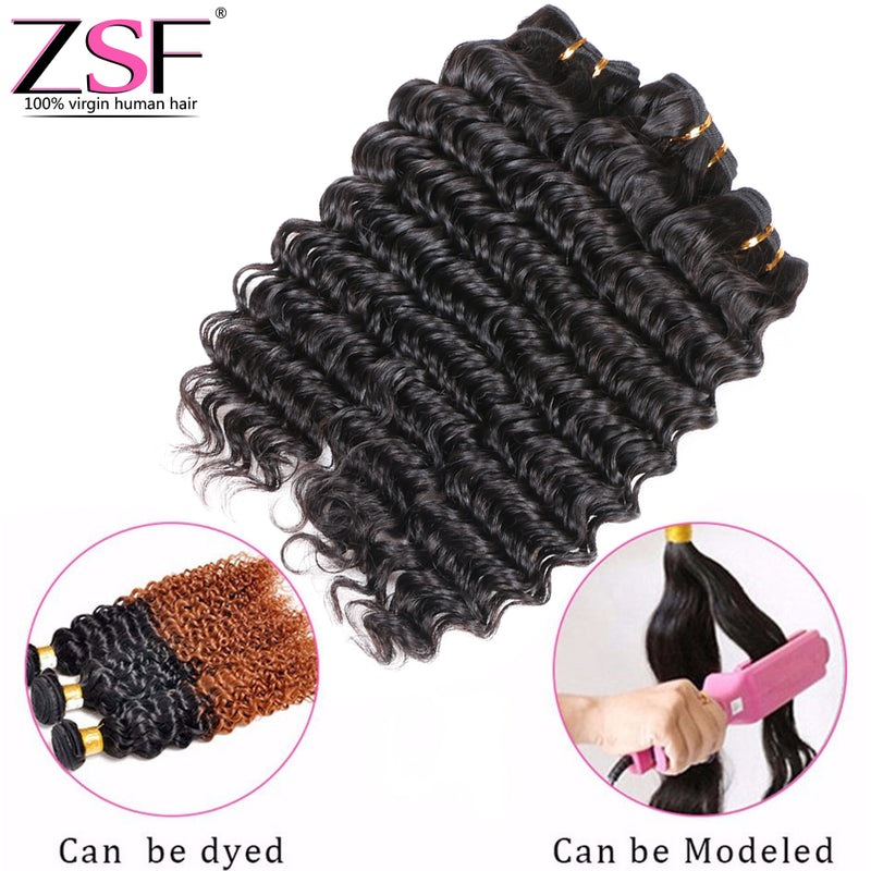 ZSF Hair Grade 8A Grade Deep Curl 1Bundle 100% unprocessed Human Hair Natural Black Color