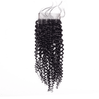 ZSF Hair 7A Grade Kinky Curly Human Hair Lace Closure 4x4/5*5 Natural Black Middle /Free/3 Part 1piece