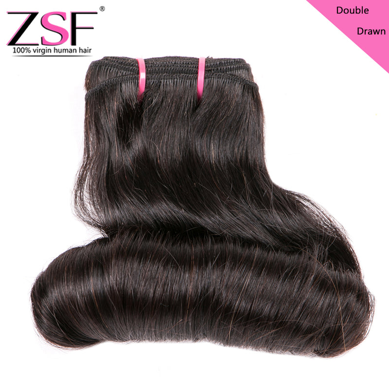 ZSF Hair Grade Double Drawn Virgin Hair Buncy Curl 1Bundle 100% Unprocessed Human Hair Weave Extensions