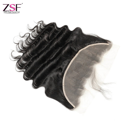 ZSF Hair 8A Grade Lace Frontal Deep Wave 13x4/13*6 Free Part 1Piece Natural Black