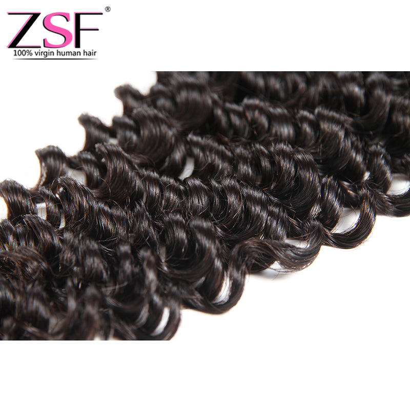 ZSF Hair Deep Wave Human Hair HD Lace Closure 4x4/5x5 Natural Black Color Middle /Free/3 Part 1 piece