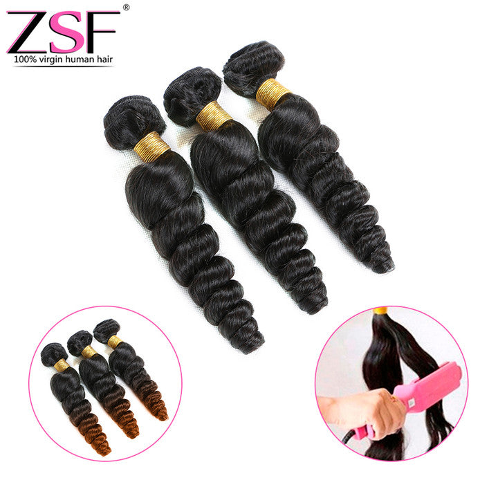ZSF Hair Grade 10A Vigin Hair Loose Wave 1Bundle 100% Unprocessed Human Hair Weave Natural Black