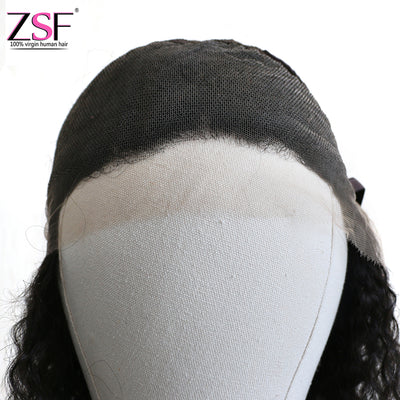 ZSF Hair HD Lace Frontal Wig Water Wave Virgin Hair Unprocessed Human Hair 1Piece Natural Black