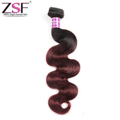 ZSF Hair 8A Grade Ombre Hair Brazilian Body Wave Hair Bundles Black Roots Hair Weave 1bundle (1b99j# )