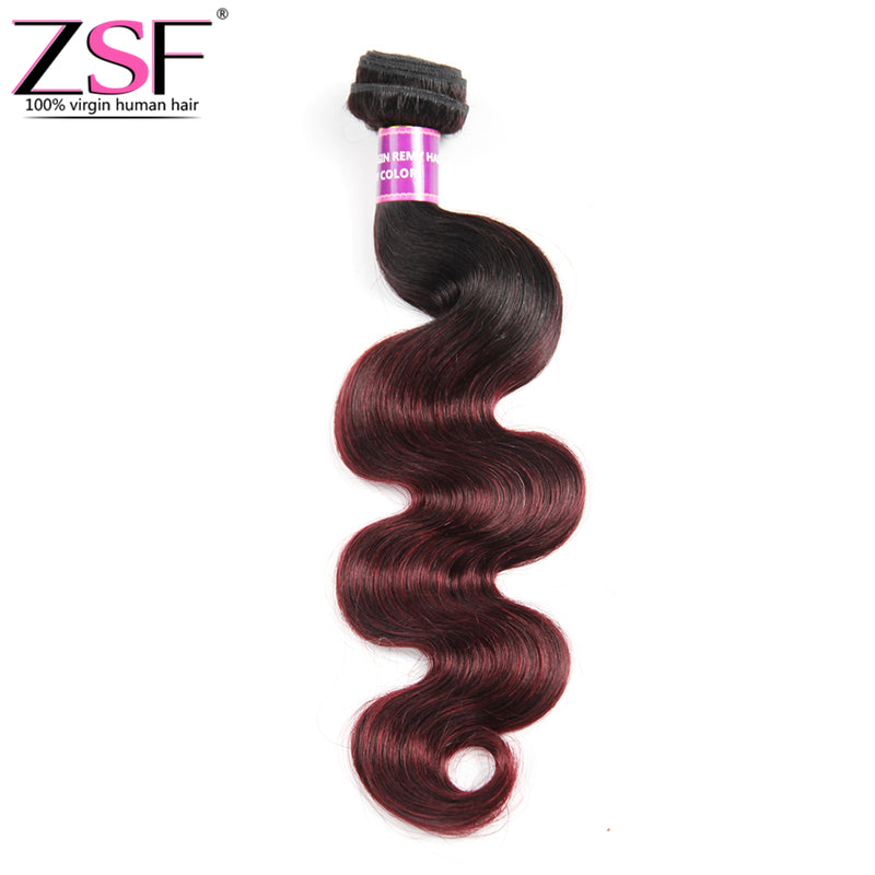 ZSF Hair 8A Grade Ombre Hair Brazilian Body Wave Hair Bundles Black Roots Hair Weave 1bundle (1b99j