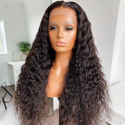 ZSF Hair HD 13*4 Lace Frontal Wig Loose Deep Wave Virgin Hair Unprocessed Human Hair 1Piece Natural Black