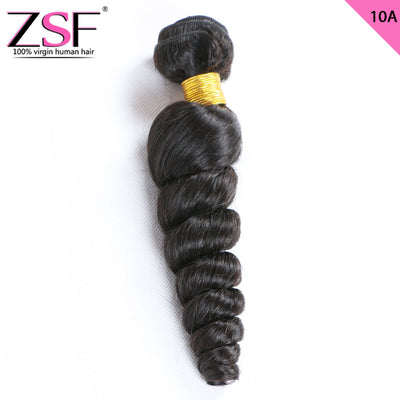 ZSF Hair Grade 10A Vigin Hair Loose Wave 1Bundle 100% Unprocessed Human Hair Weave Natural Black