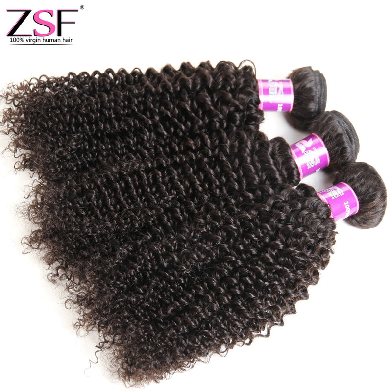 ZSF Hair 8A Unprocessed Kinky Curly Virgin Hair 1Bundle 100% Human Hair Extension Natural Black