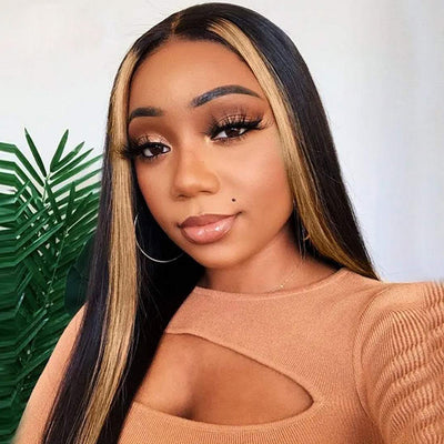 ZSF Hair T27# Invisible Glueless HD Straight Lace Frontal Wig Dome Cap Beginner Friendly Unprocessed Human Virgin Hair 1Piece Natural Black