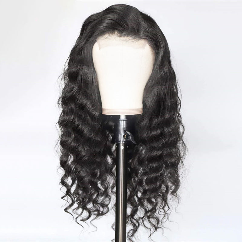 ZSF Hair 4*4/5*5 Loose Wave Transparent Lace Closure Wig Virgin Hair Unprocessed Human Hair 1Piece Natural Black