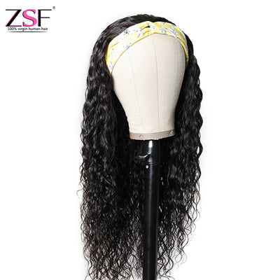 ZSF Hair Headband Wig Water Wave For Women No Glue & No Sew 1Piece