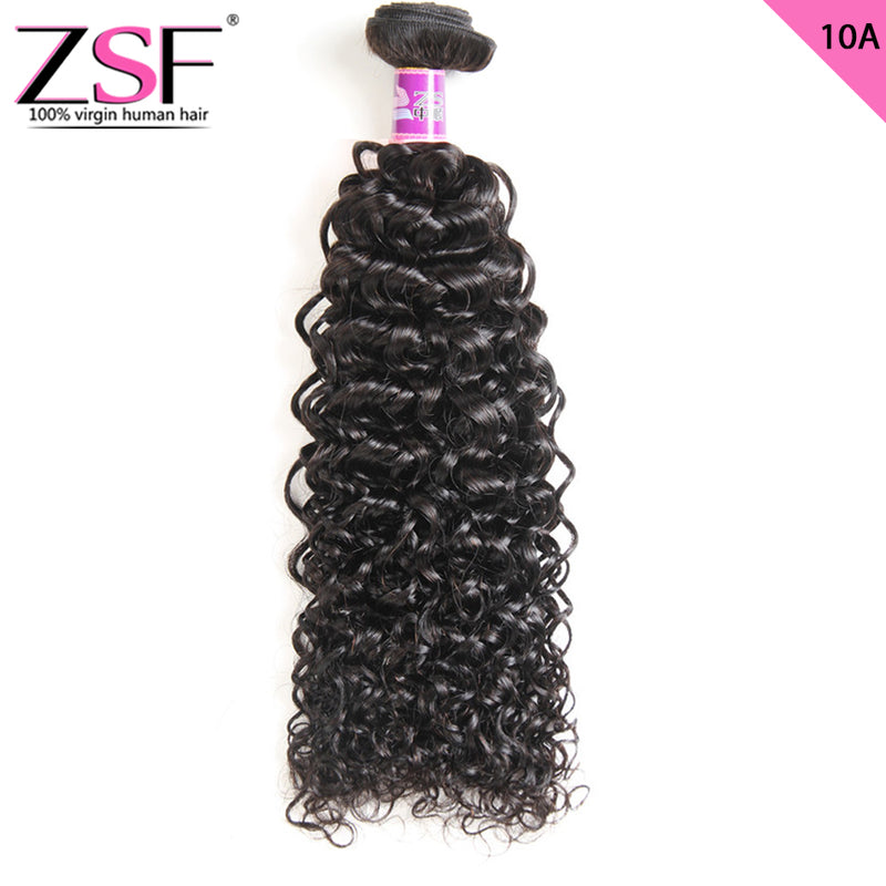 ZSF Hair Grade 10A Vigin Hair Jerry Curly 1Bundle 100% Unprocessed Human Hair Weave Natural Black