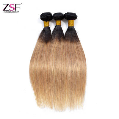 ZSF Hair 8A Grade Ombre Hair Brazilian Straight Hair Bundles Black Roots Hair Weave 1bundle (1b 27#)
