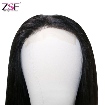 ZSF Hair 4*4/5*5/6*6 HD Lace Closure Wig Straight Virgin Hair Unprocessed Human Hair 1Piece Natural Black