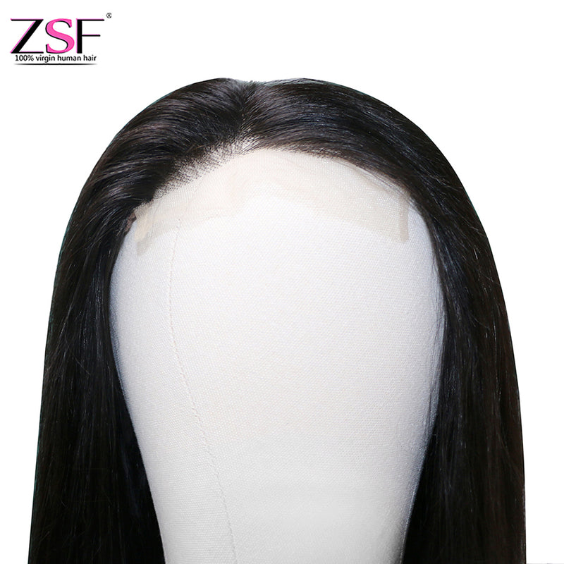 ZSF Silk Straight HD Lace Closure Wig Natural Hairline Pre-Pluck Babyhair Natural Black