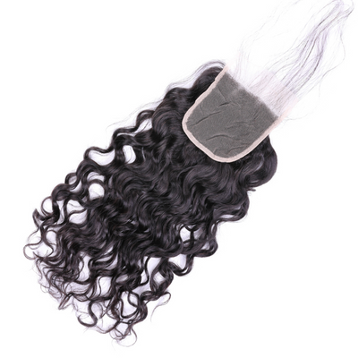 ZSF Hair 7A Grade Water Wave Human Hair Lace Closure 4*4/5*5 Natural Black Middle /Free/3 Part 1piece