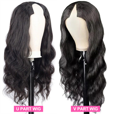 ZSF V Part/U Part Body Wave Virgin Hair Glueless Middle Part Wig