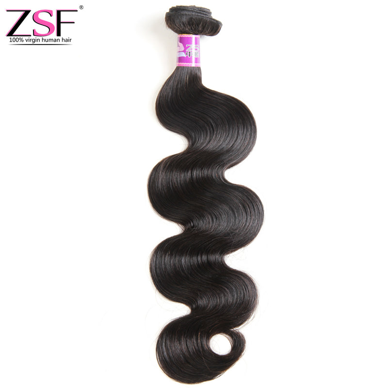 ZSF Hair Grade 8A Virgin Hair Body Wave 1Bundle 100% Unprocessed Human Hair Weave Natural Black
