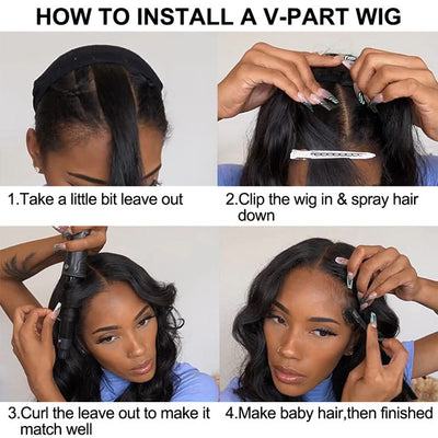ZSF V Part/U Part Body Wave Virgin Hair Middle Part Wig