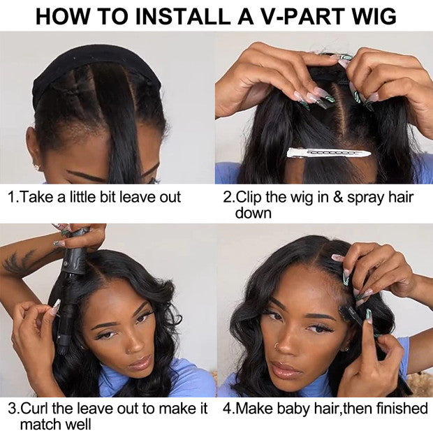 ZSF V Part/U Part Body Wave Virgin Hair Middle Part Wig